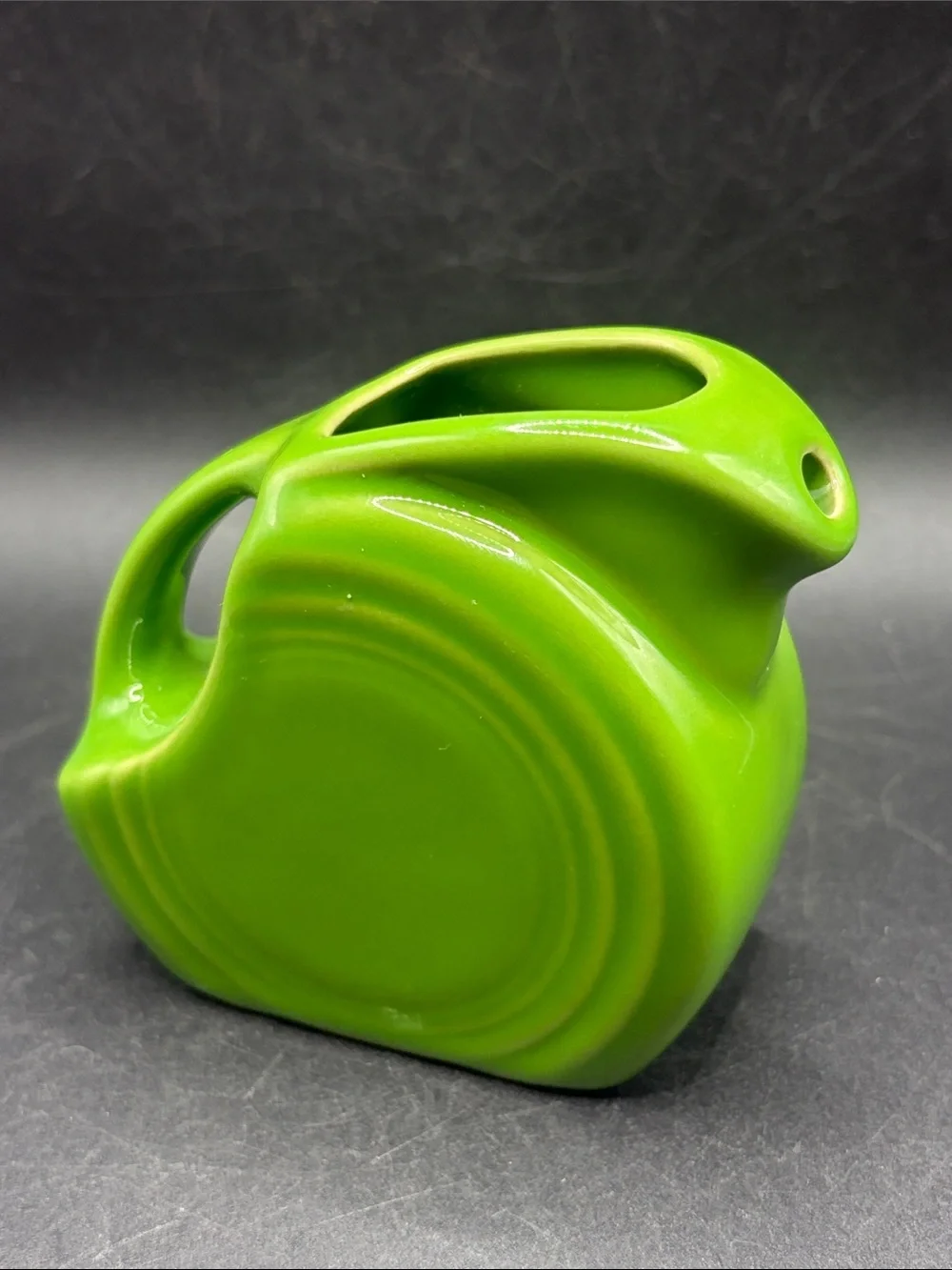 Fiesta Vintage Mini Green Disk Pitcher Fiestaware Pottery Creamer Pourer Jug